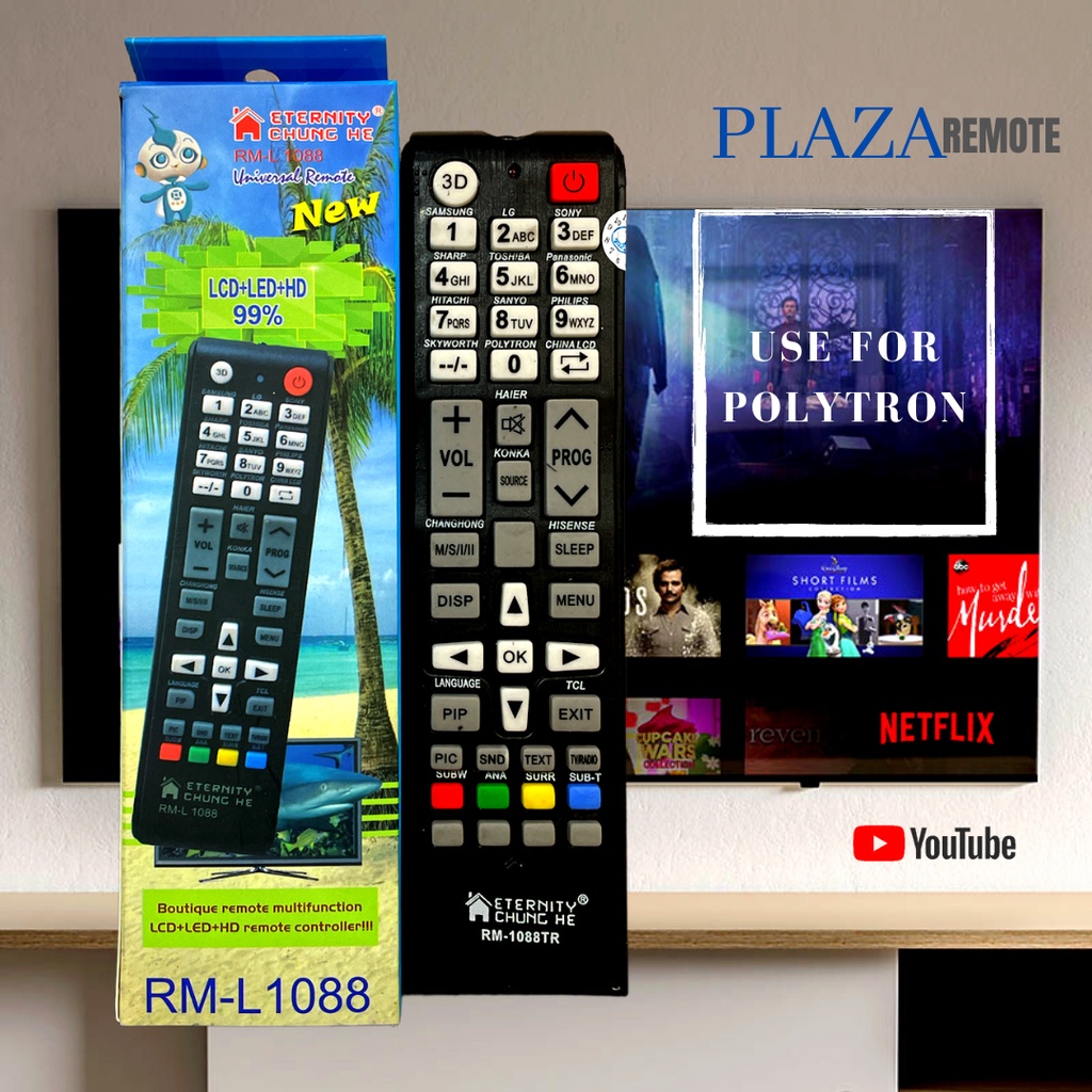 REMOTE REMOT POLYTRON UNIVERSAL TABUNG LCD LED 1088TR TANPA SETTING