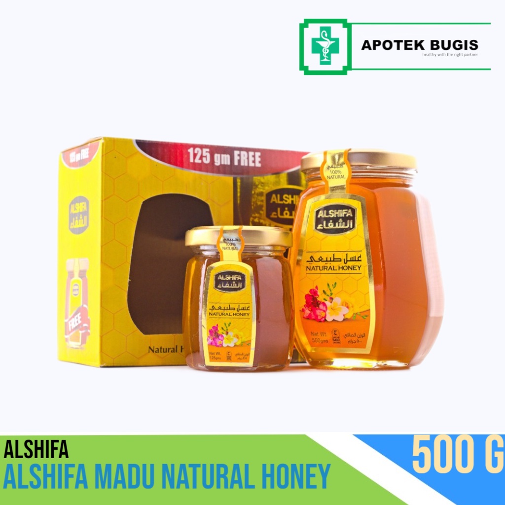 ALSHIFA Madu Natural Honey 500gram + Free 125gram madu Stamina Daya Tahan Tubuh Madu Asli Murni 100%