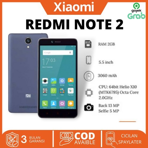 [baru] promo hp xiaomi redmi note 2 rom 32gb ram 2gb 4g lte helio | handphone memory 32gb