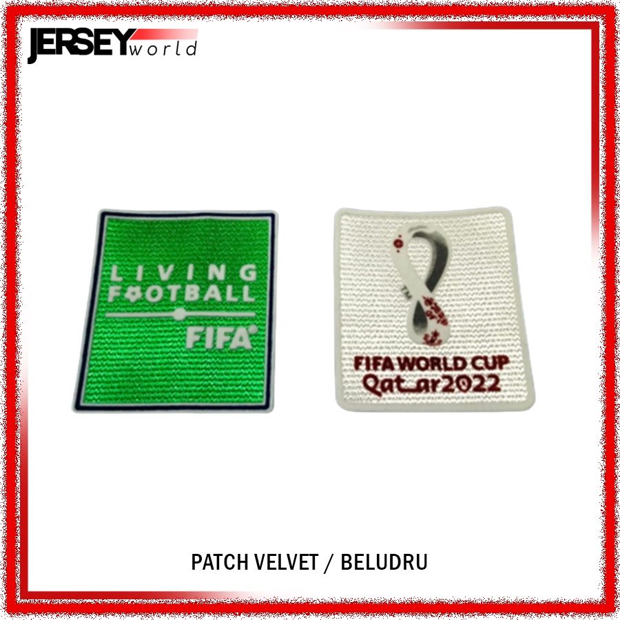 1 Set Patch Piala Dunia World Cup Qatar 2022 Printing Velvet Beludru - Bisa Langsung Pasang