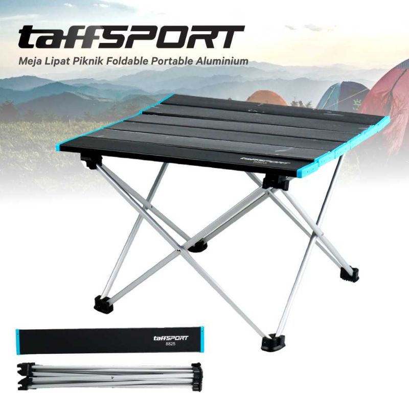 TaffSport Meja Lipat Outdoor Alumunium Meja Camping Meja Lipat Mini