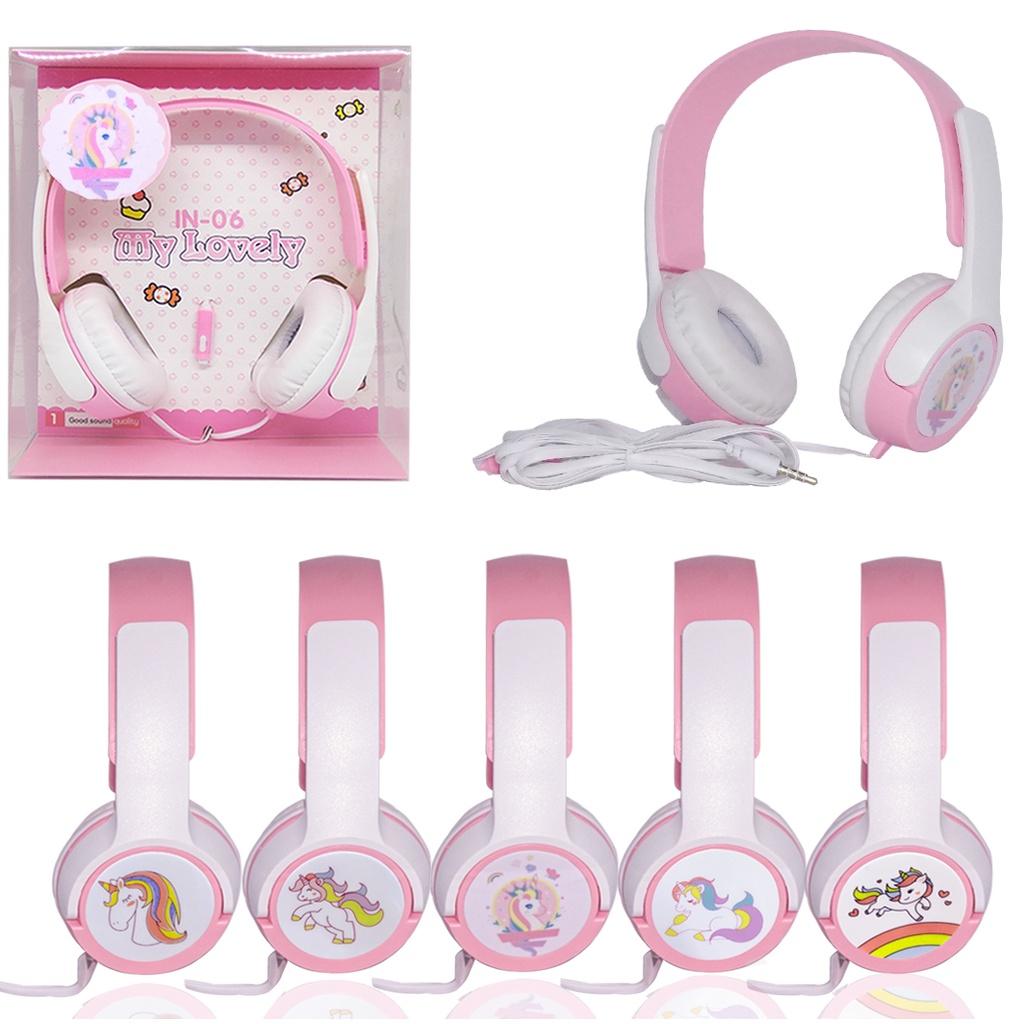 Headset Karakter / Handsfree Cartoon / Headphone Anak Perempuan Lucu Motif Kartun Model Bando