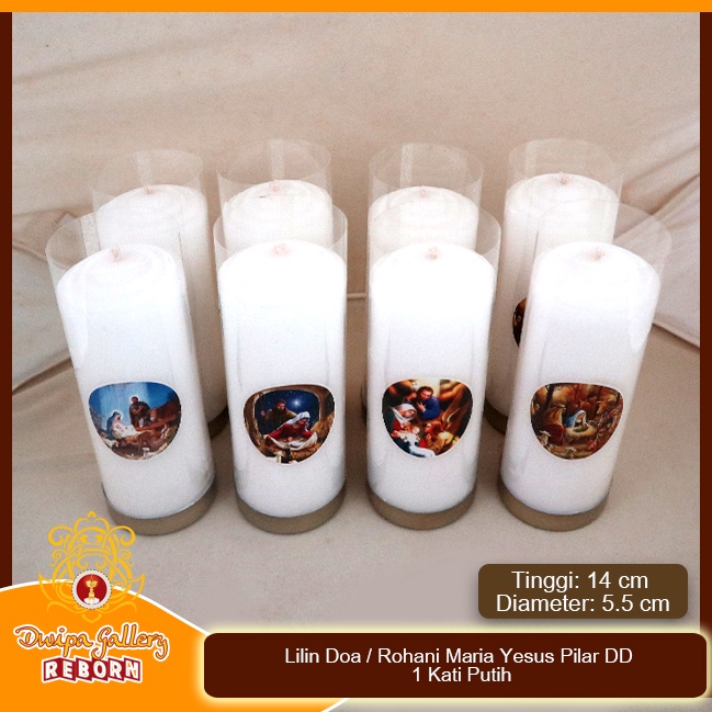 Lilin Doa/ Rohani Maria &amp; Yesus Pilar Double Dragon 1 kati putih