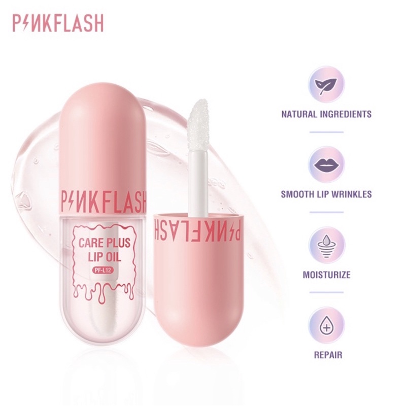 PINKFLASH Natural Lip Oil Lip Balm Lip Gloss Moisture | Pink Flash Care Plus Lip Oil