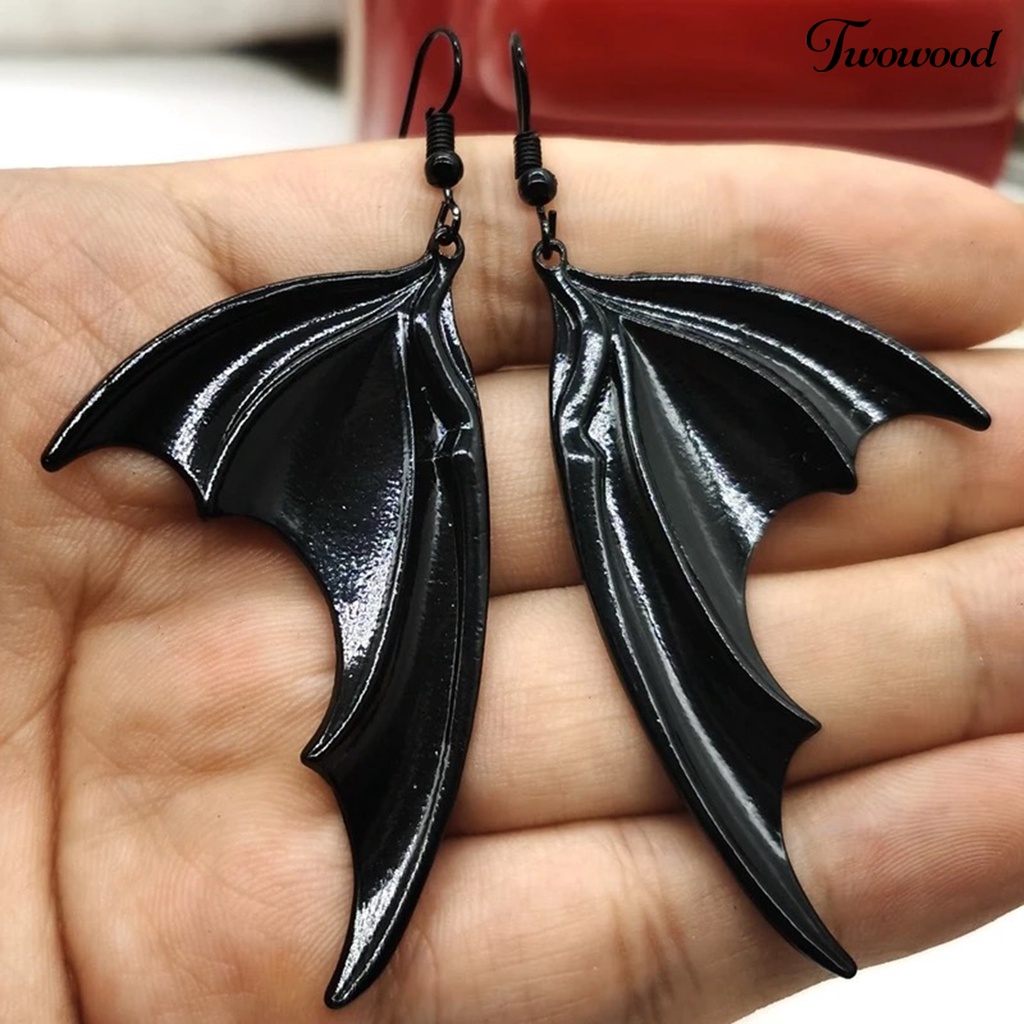 1 Pasang Anting Bentuk Kelelawar Geometris Electroplating Gaya Vintage Gothic Untuk Wanita