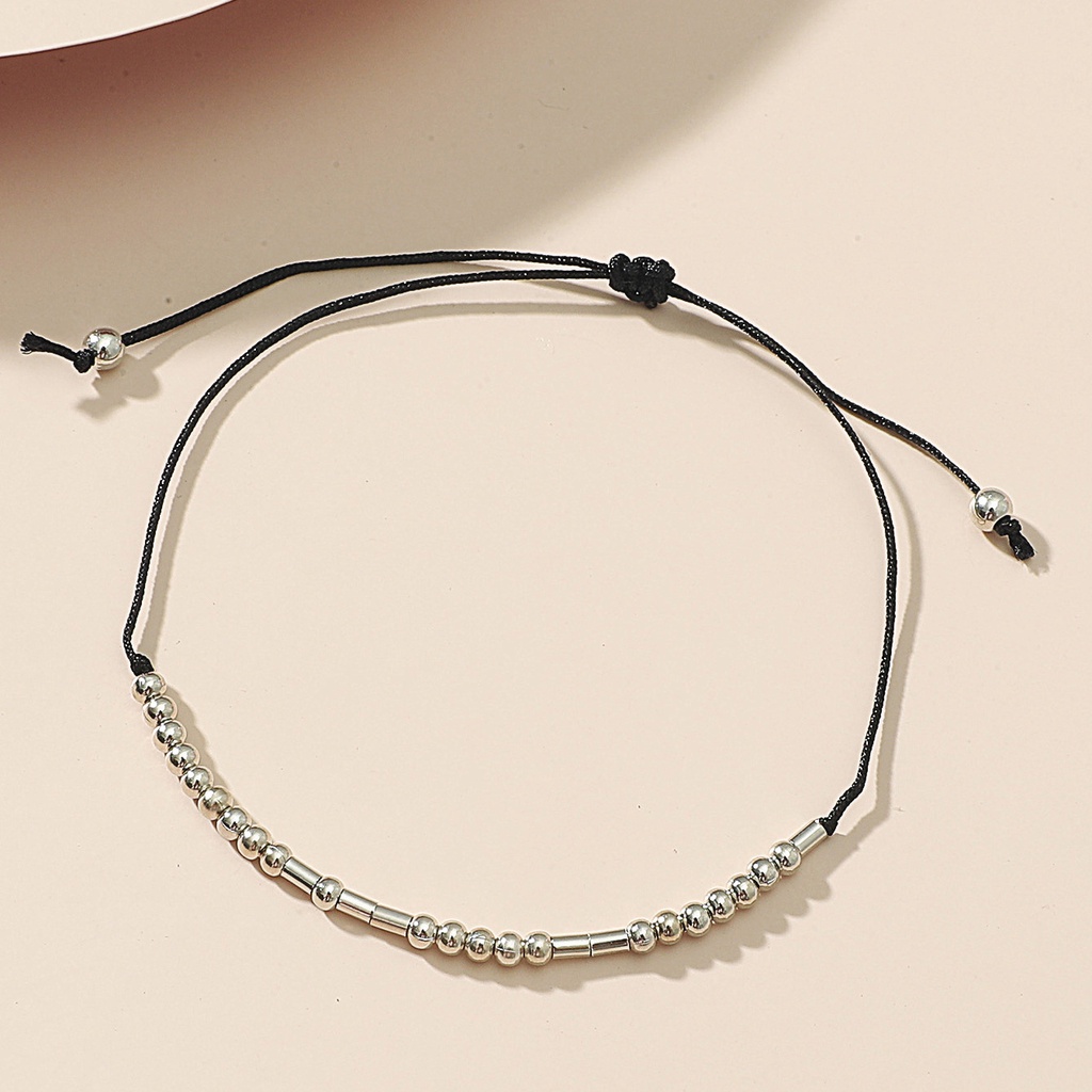 Gelang Kaki Tali Woven Adjustable Hias Manikmanik Huruf Untuk Pasanganpriawanita