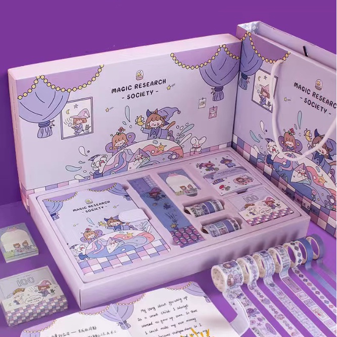 

187pcs Journal Kit Set Gift Box / Paket Set Agenda / Notebook lucu/diary lucu / Buku Tulis Catatan