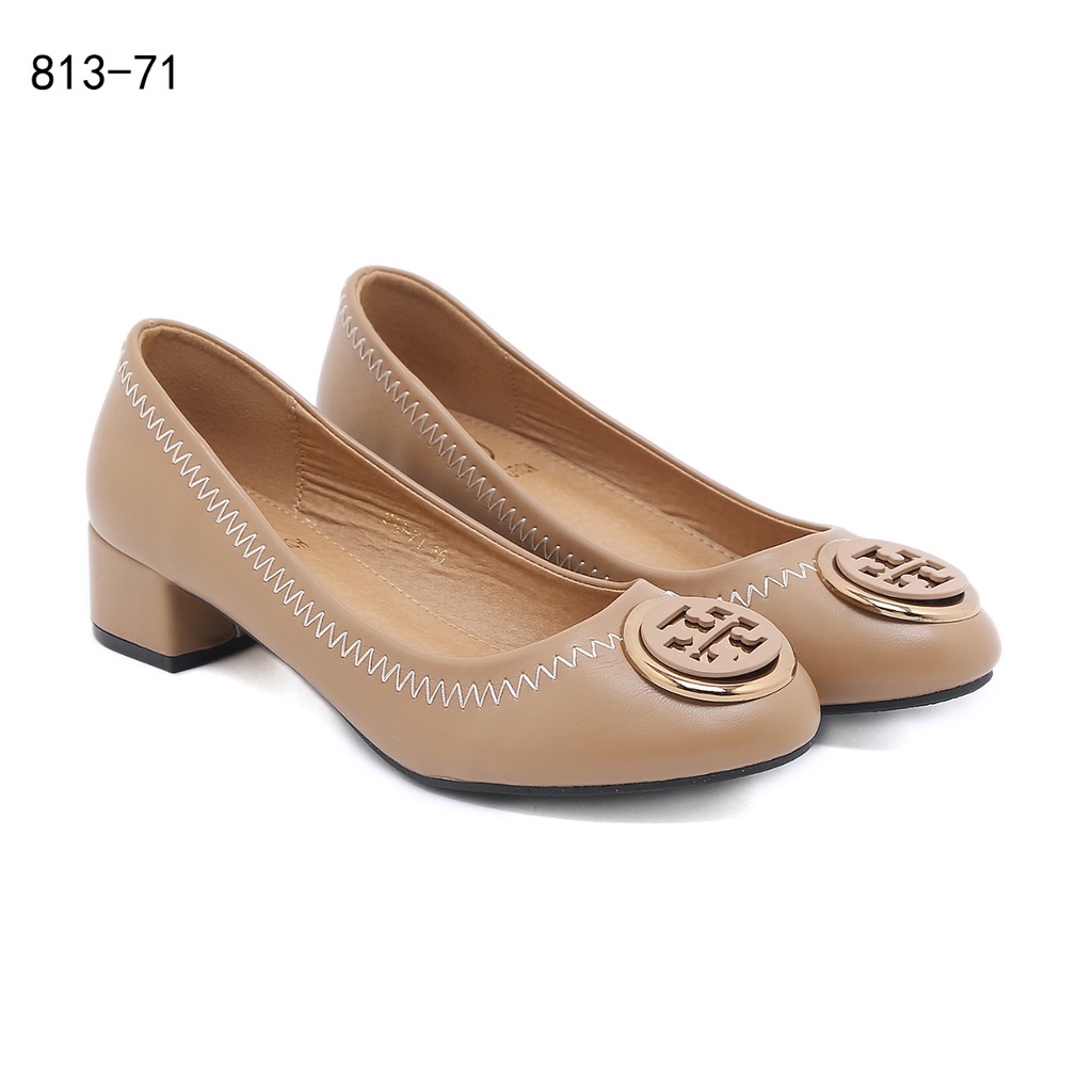 TB  Leather Block Heels Pumps 813-71