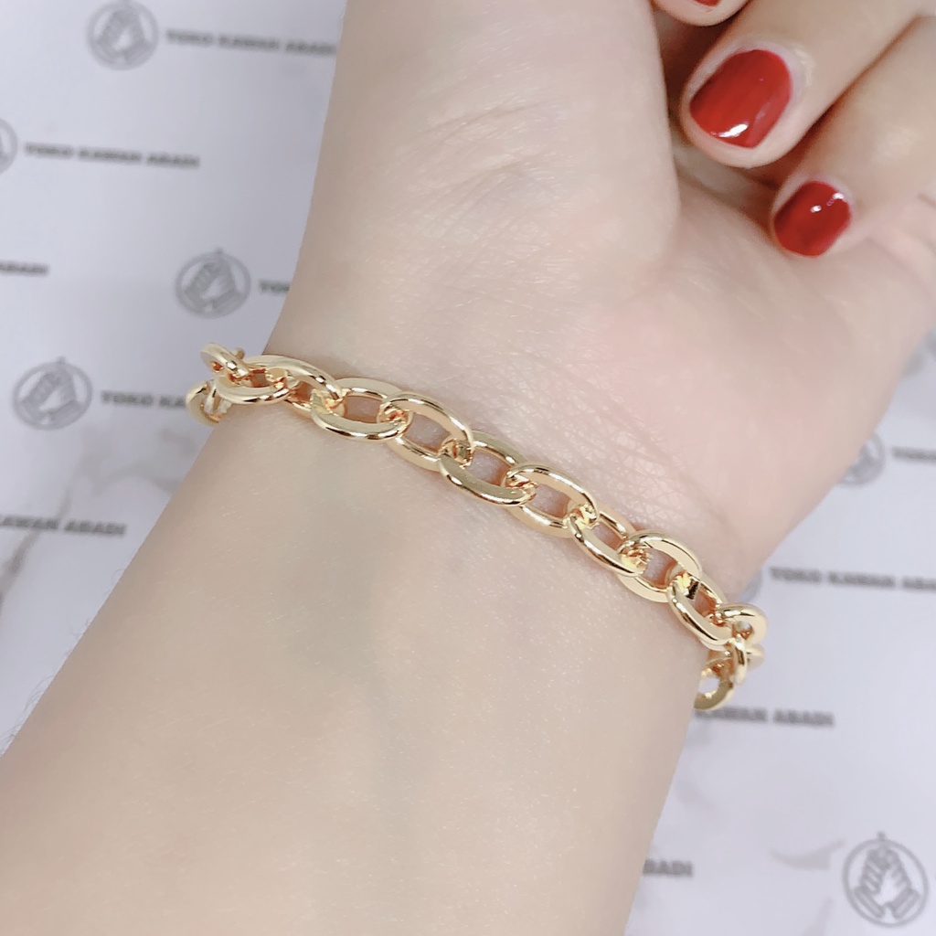 Xuping Gold Gelang Tangan Wanita Model Rantai Permata Kubus *84