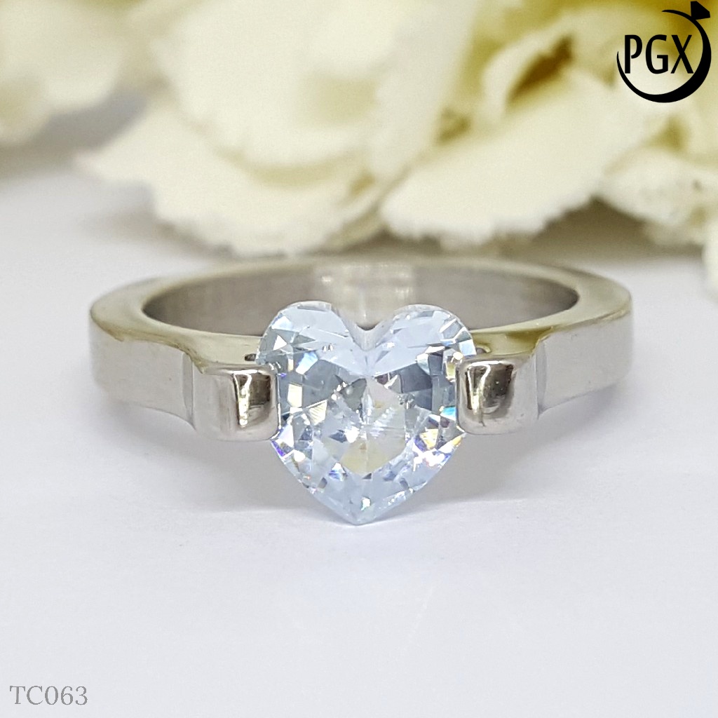 PGX Cincin Titanium Couple Tunangan Aksesoris Fashion Perhiasan Anti Karat - TC063