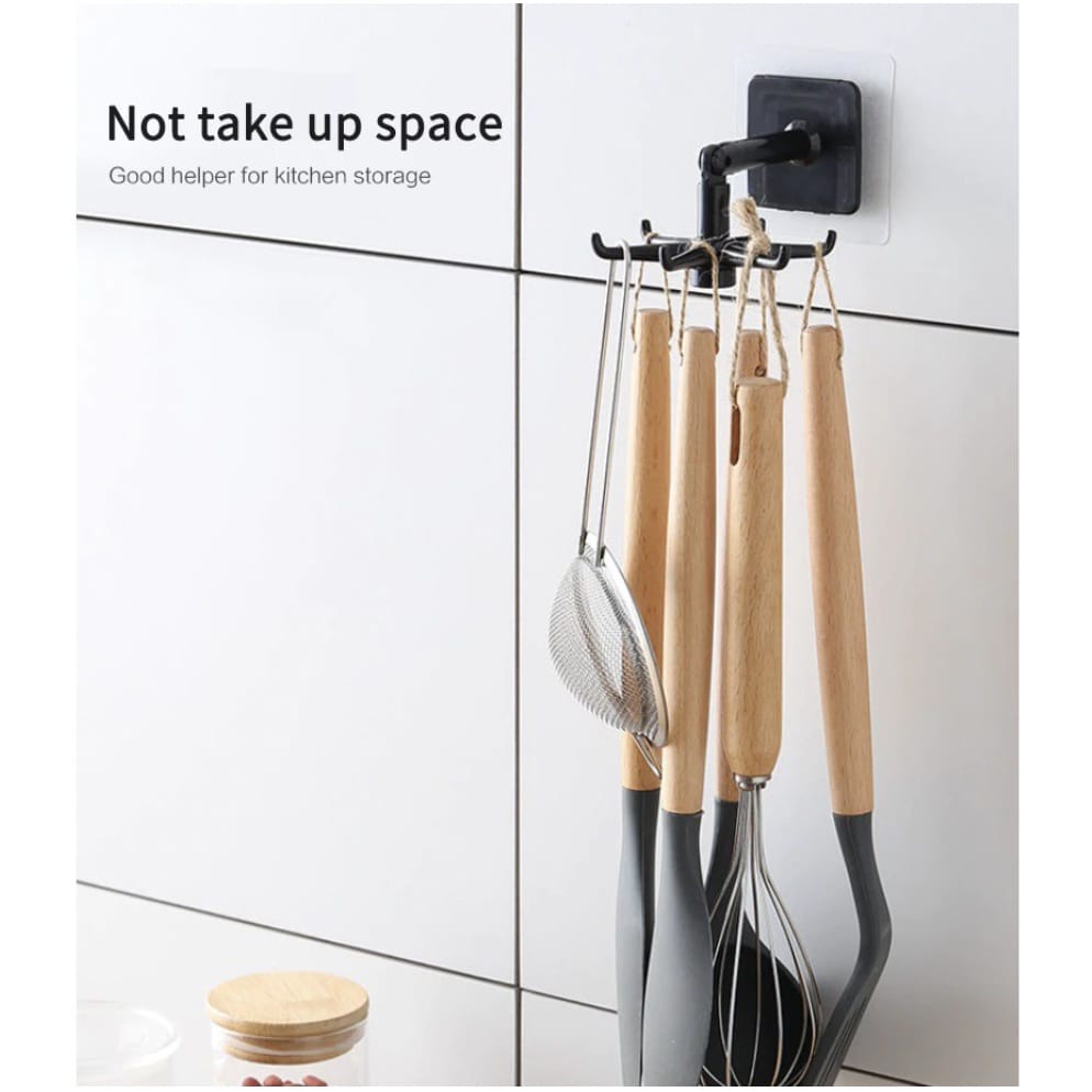 (HJ_888)Gantungan Hook Putar 6 Kait 360 Derajat / Gantungan Tempel Dinding Serbaguna