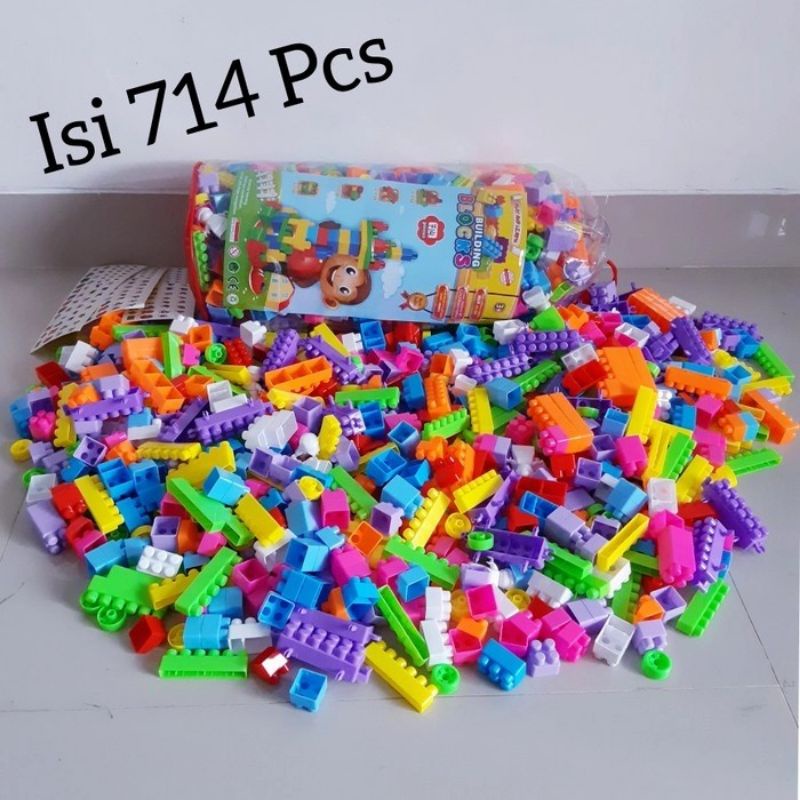 Mainan Block Isi 714 Pcs Edukasi - Building Brick Edukatif Blocks Anak Laki Perempuan Cowok Cewek