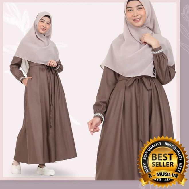 Gamis polos renda katun toyobo / dress syari / gamis bumil busui syari - Hitam