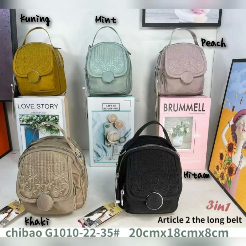 Tas Wanita ORI CHIBAO KANVAS 3in1 Ransel Slempang Tenteng CB101 4Res (2Tali)
