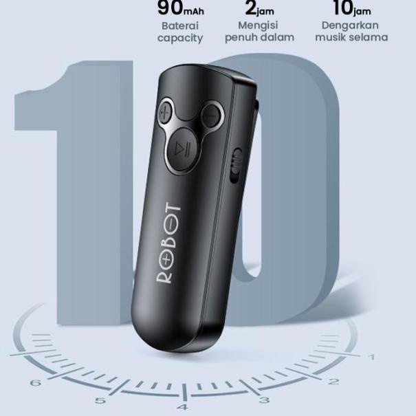 Bluetooth Receiver ROBOT RS10 for Headset Earphone Compatible Jack AUX