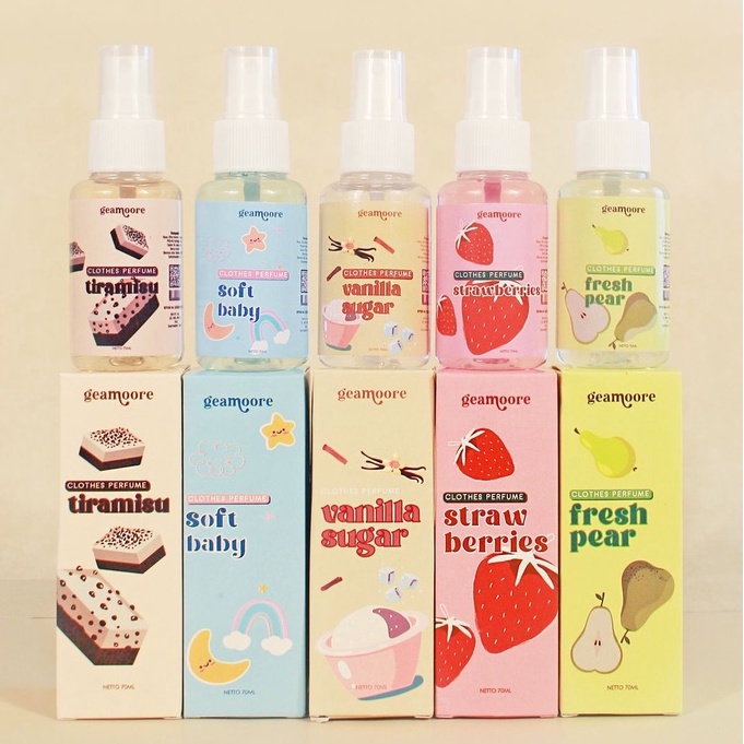 GEAMOORE CLOTHES PERFUME WANGI TAHAN LAMA DI BAJU BPOM 70ML CLOTHES PARFUM BODYMIST GEAMOORE