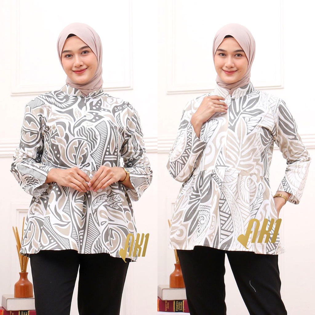 Batik alina Baju Batik Wanita Modern Atasan Batik Kerja Wanita Blouse Batik Kantor Lengan Panjang Seragam Batik M L XL XXL