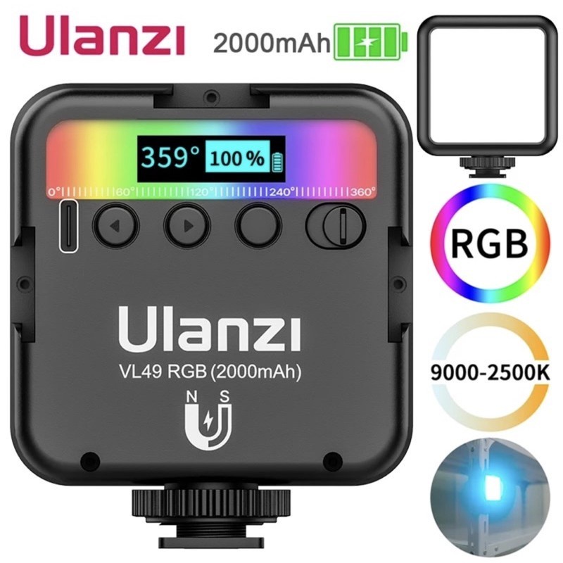 ULANZI VL49 RGB Light LED Lampu Portable Magnetic Video Photo Camera