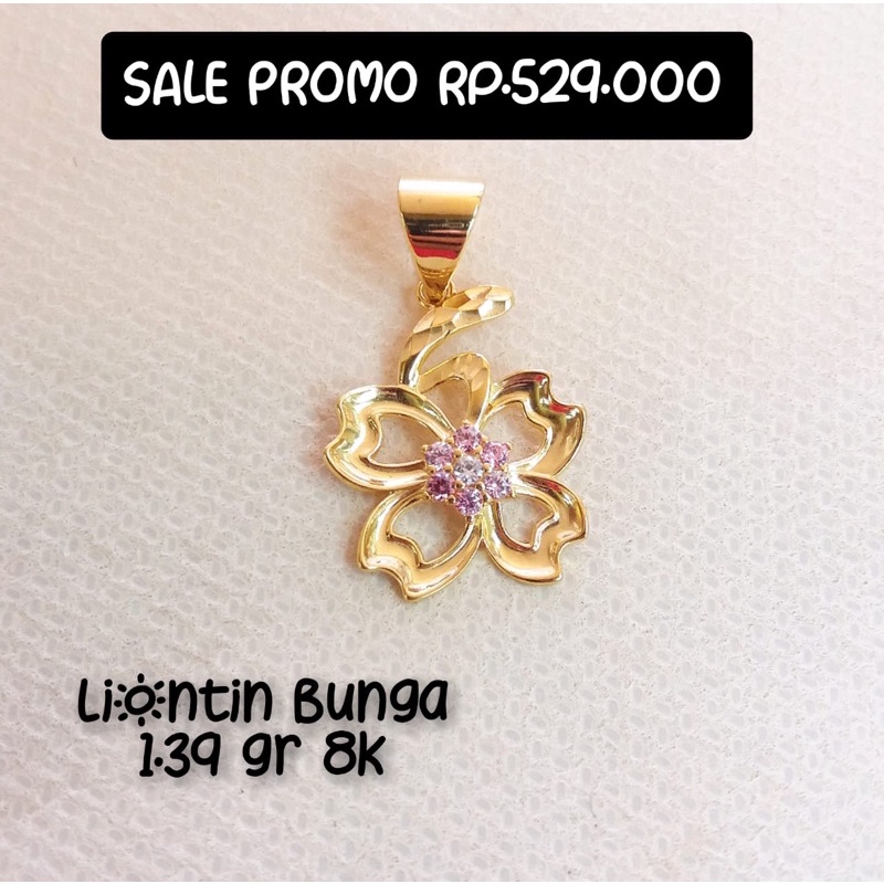 Liontin promo motif bunga kadar 375 8karat