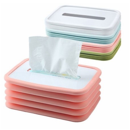 Kotak Tisu Flexibel Tempat Tisu Lipat Kotak Tissue Foldable Silicone Lifting Tissue Box Serbaguna