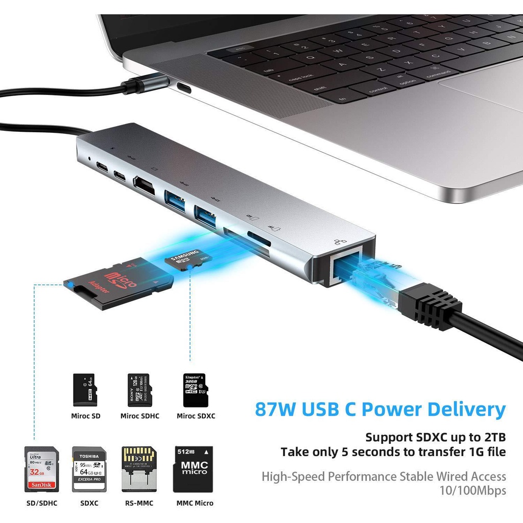 Mipanda Kabel Converter USB 3 In 1 Type C To HDMI - Type C - USB 3.0 4 IN 1 USB C Type C To HDMI 4K VGA USB3.0 Audio And Video Adapter With PD 87W Fast Charger Image 7
