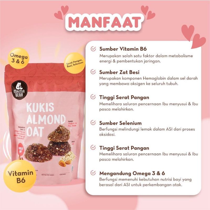 Mama Bear Kukis Almond Oat / Cookies / Snack Booster ASI