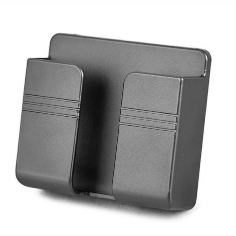 rak hp akrilik holder hp tempel tembok holder hp tempel dinding wall phone holder gantungan hp remot-Hitam biasa