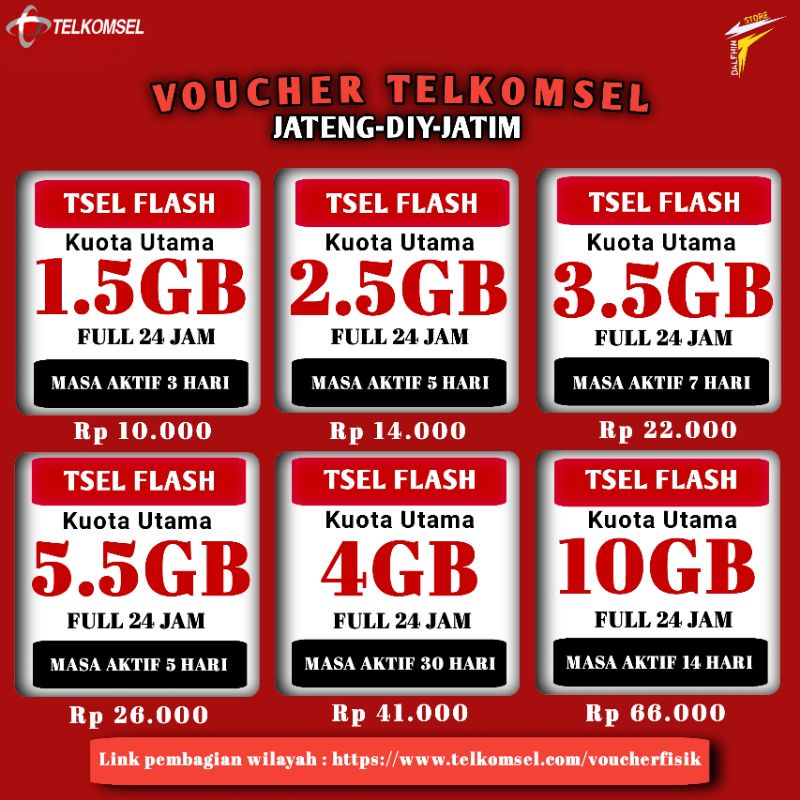 VOUCHER TELKOMSEL JATENG-DIY-JATIM 1.5GB-10GB FULL 24 JAM