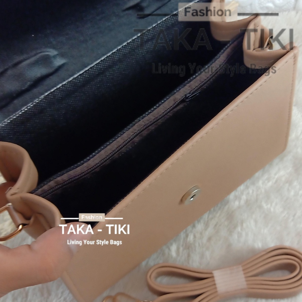 Bayar DiTempat - Tas Selempang Sling Bags CK Wanita Behel TWIN TERBARU Full Acc Import Mewah (MOCCA)