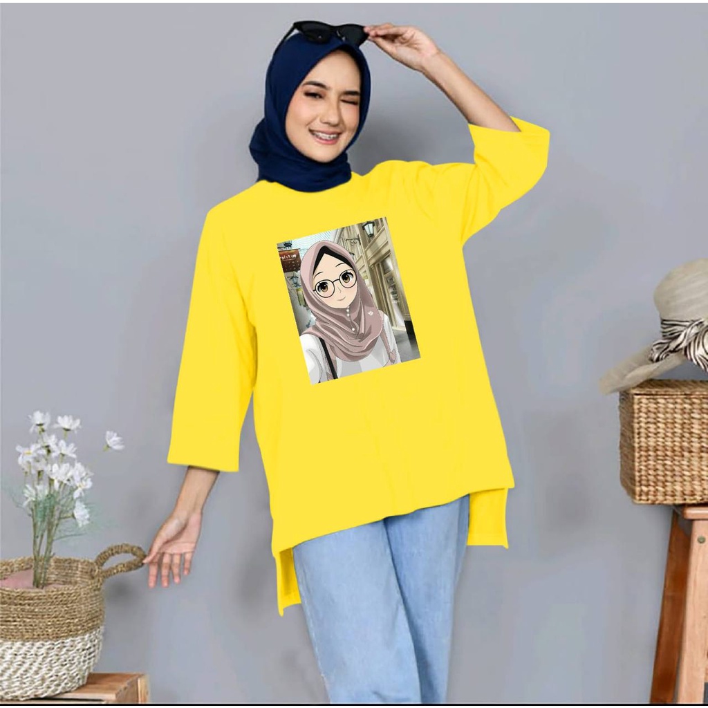 KIYOREN BAJU TUNIC MUSLIM JUMBO XXL WANITA DEWASA TUNIC OVERSIZE LENGAN 7/8