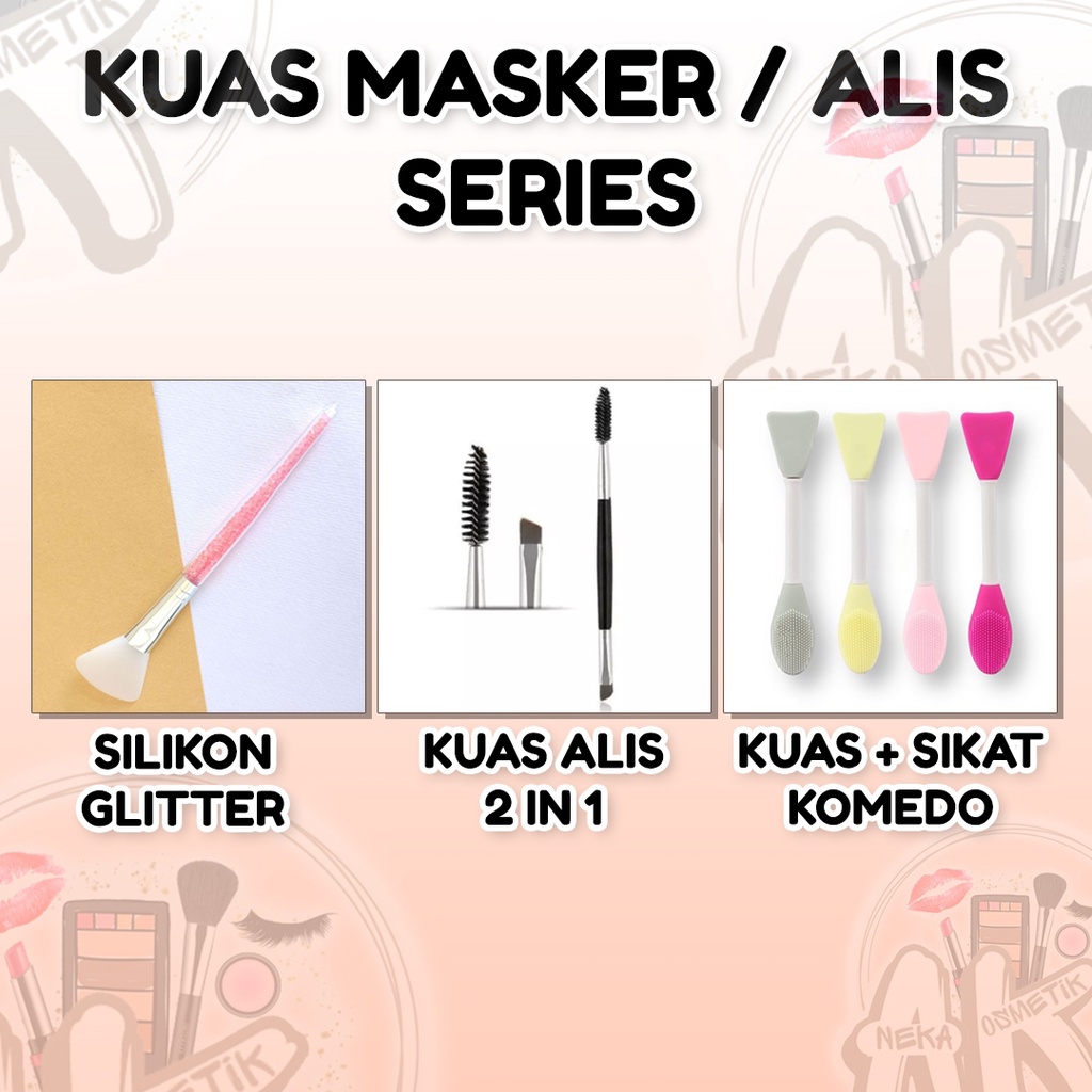 KUAS ALIS 2IN1 / KUAS MASKER SILIKON BAGUS GLITTER / KUAS MASKER SILIKON 2IN1 + SIKAT KOMEDO