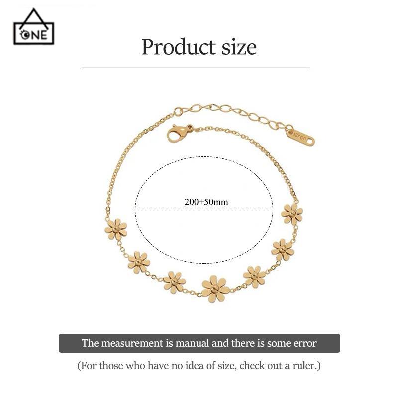 COD❤️Gelang Kaki Titanium Anti Karat Daisy Bunga Kamelia Emas 18k Perhiasan Wanita Korea-A.one