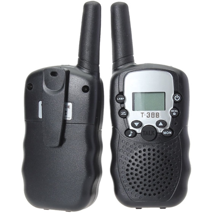 Mini Pairs Walkie Talkie OMTH2FBK with LED Light 1 Pairs - T-388 - Black