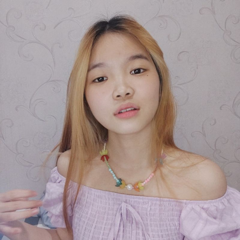 Claudia Flowery Colorful Necklace Kalung Beads Kelopak Bunga Warna Warni