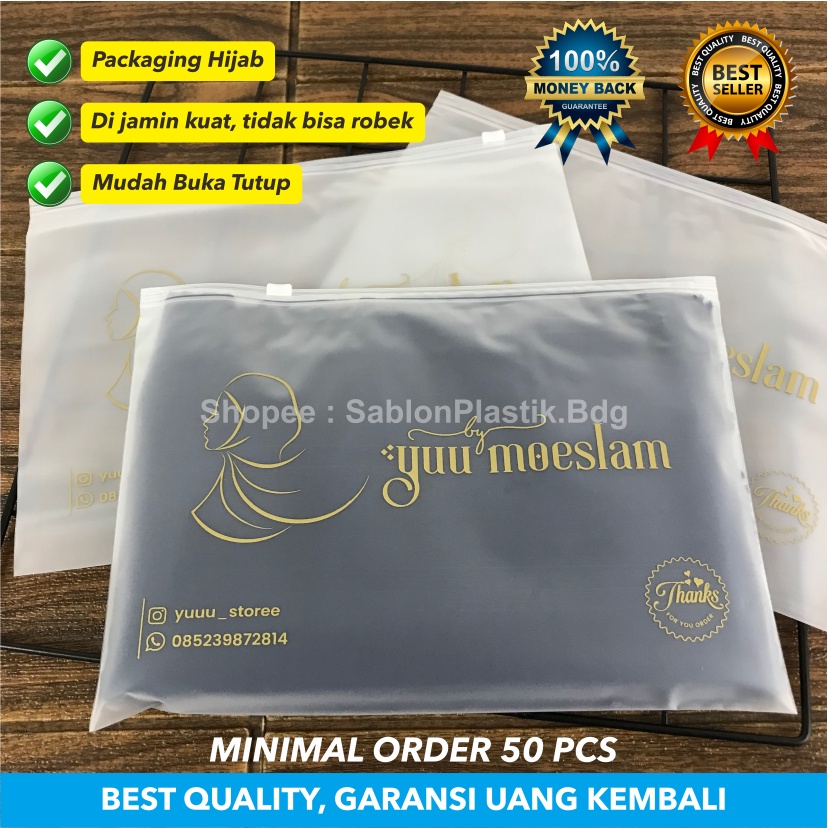 POUCH HIJAB/ZIPLOCK CUSTOM LOGO/ZIPPER BAG/KEMASAN HIJAB/POUCH CUSTOM