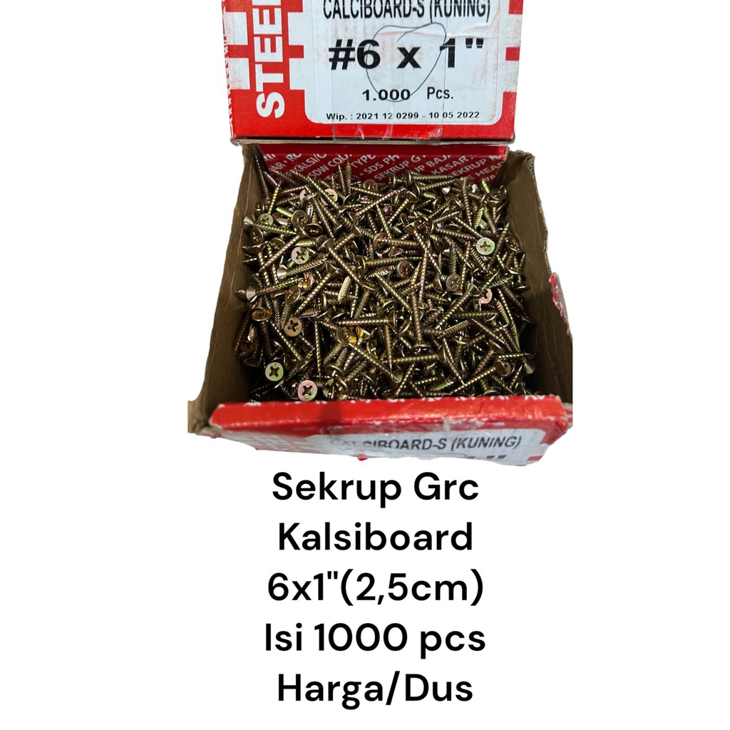 PER DUS ISI 1000Pcs SEKRUP GCR KUNING 6x1" PANJANG 2,5cm / SEKRUP KALSIBOARD /SKRUP GRC