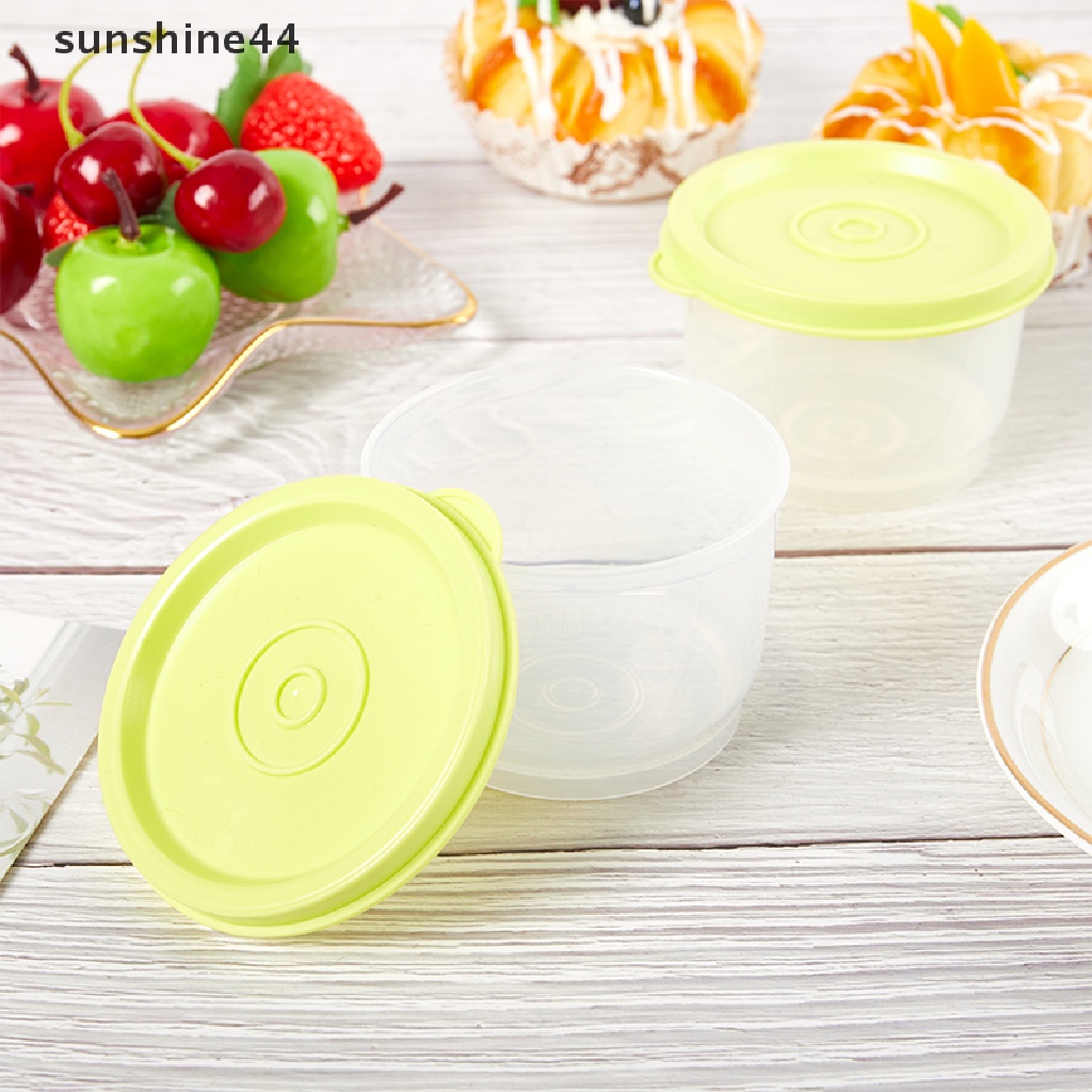 Sunshine Wadah Penyimpanan Makanan Bentuk Bulat Bahan Plastik Bening Ukuran 160ml Dengan Tutup