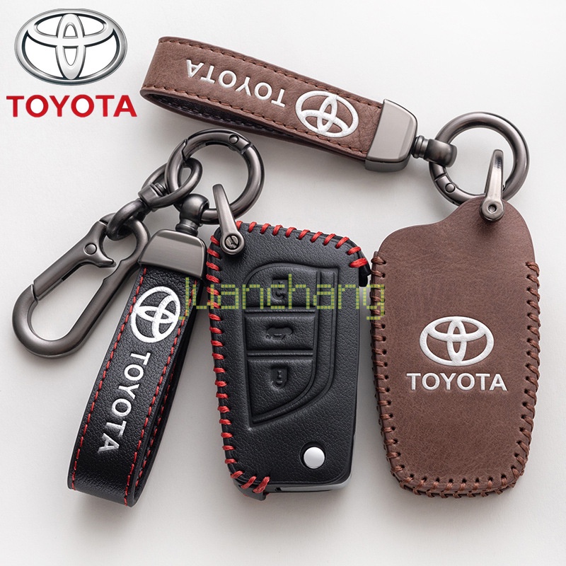 Casing Kunci Mobil Bahan Kulit Top Layer Untuk Toyota aygo Avensis Verso Yaris Highlander Camry Hilux Innova RAV4 Fortuner Yaris 3 Tombol