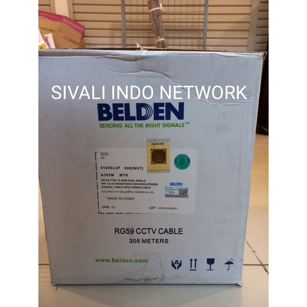 KABEL CCTV RG59 BELDEN + POWER  [305METER ] 75OHM INDOOR OUTDOOR 9105SL2P