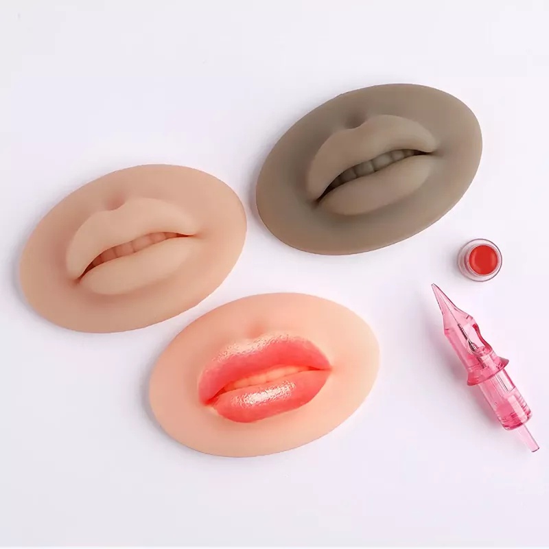 1 Pc Cetakan Simulasi Bibir Palsu 5D Bahan Silikon Reusable Tahan Lama Untuk Latihan Makeup Pemula