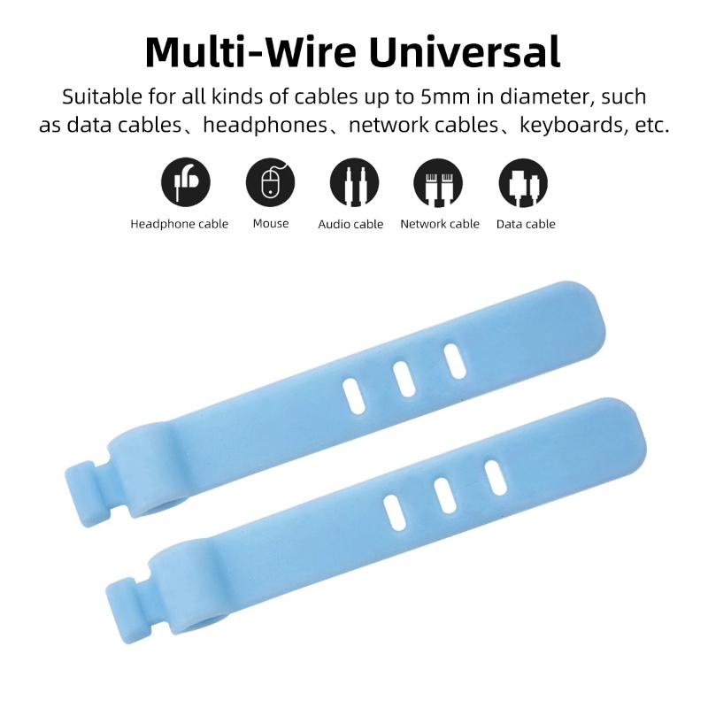 5pcs Pengikat Kabel Data / Earphone 3 Lubang Bahan Silikon