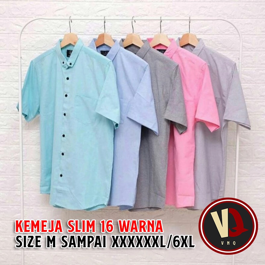 Kemeja Polos Lengan Pendek Seragam Kerja Kantor M L XL XXL XXXL 4XL 5XL 6XL