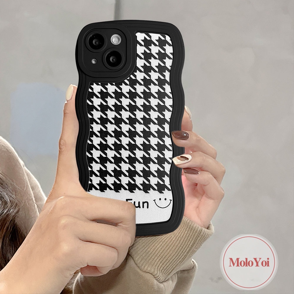 Soft Case Tpu Motif Houndstooth Untuk iPhone 7Plus 8Plus 11 XR X XS Max 6 6s 8 7 14 Pro Max 13 12 11 14 Pro Max SE 2020