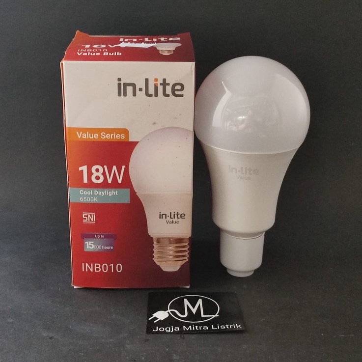 LAMPU LED BULB VALUE INB010 INLITE 18 WATT PUTIH/KUNING