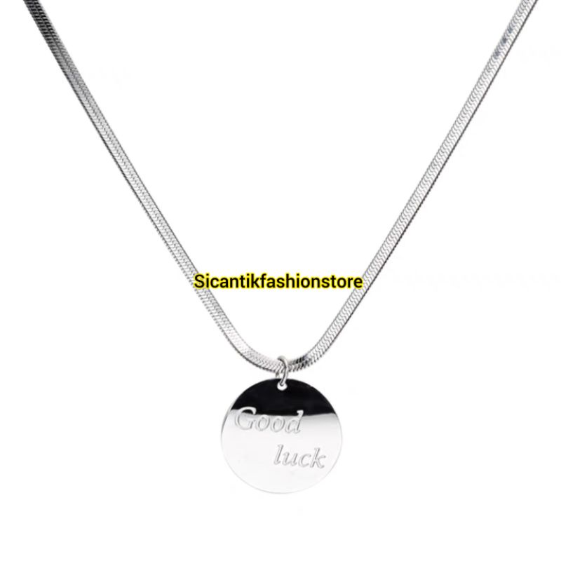 KALUNG TITANIUM WANITA PRIA TRENDING KALUNG PIPIH LIONTIN GOOD LUCKK  SILVER ASLI TITANIUM ANTI KARAT SELAMANYA KALUNG TITANIUM FASHION STYLE WANITA PRIA KALUNG PERAK SILVER LAPIS EMAS PUTIH 925