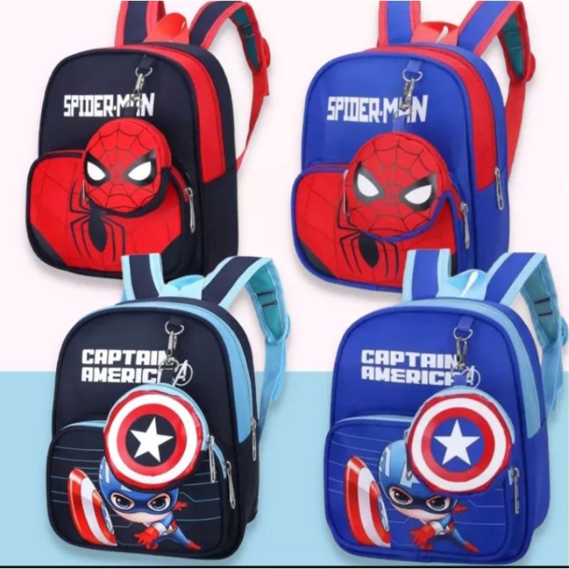 Tas Sekolah Anak laki laki Motif  Spiderman  Ransel Karakter