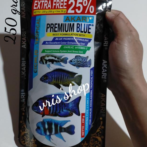 Akari premium blue ciklid 250 gram pakan ikan ciklid
