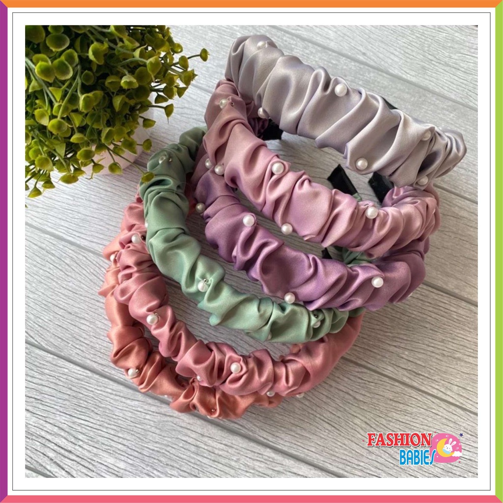 BANDO SCRUNCHIE SATIN MUTIARA | BANDO KOREA NAGITA PEARL