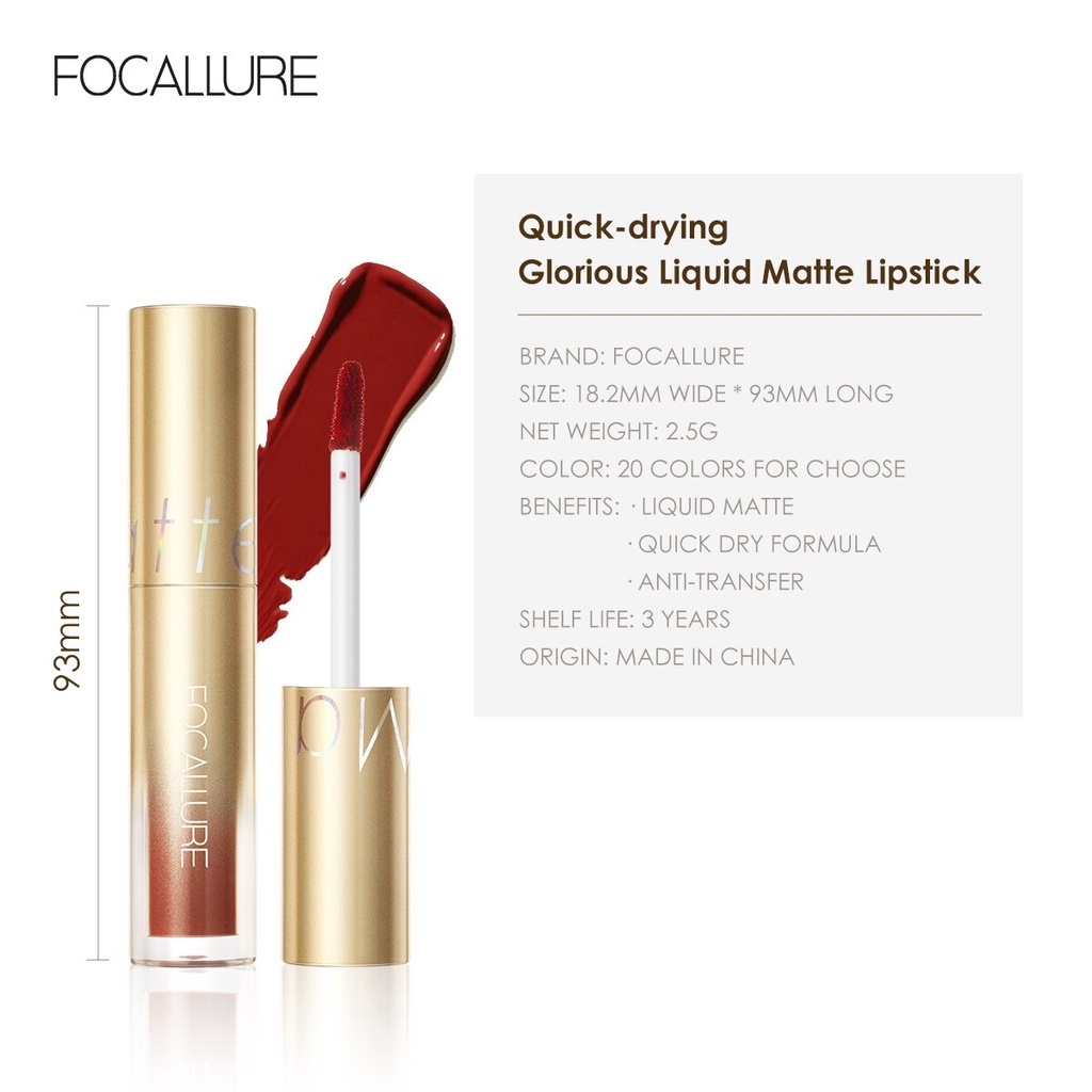 Focallure Lipstik Matte Quick Drying Glorio Lipcream Focallure Lip Matte Focallure Liquid Matte Lipstik Focallure  Lipstick Focallure Focallur Fucallure Focalure Foccalure