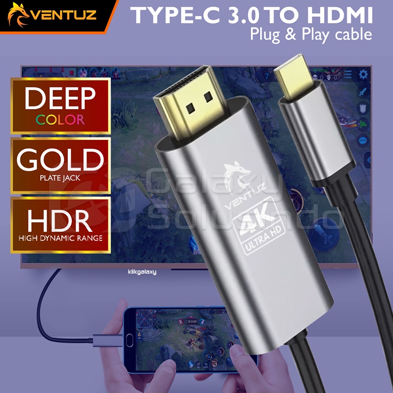 VENTUZ USB Type-C 3.0 to HDMI HDTV 4K 30Hz Converter Cable - 2m